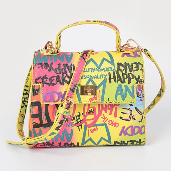 Bags Graffiti Faux Leather Crossbody Bag Multi Poshmark